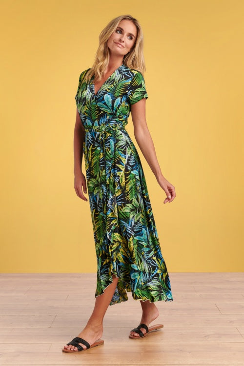 Green Leaf Print Wrap Dresses | dresses ...